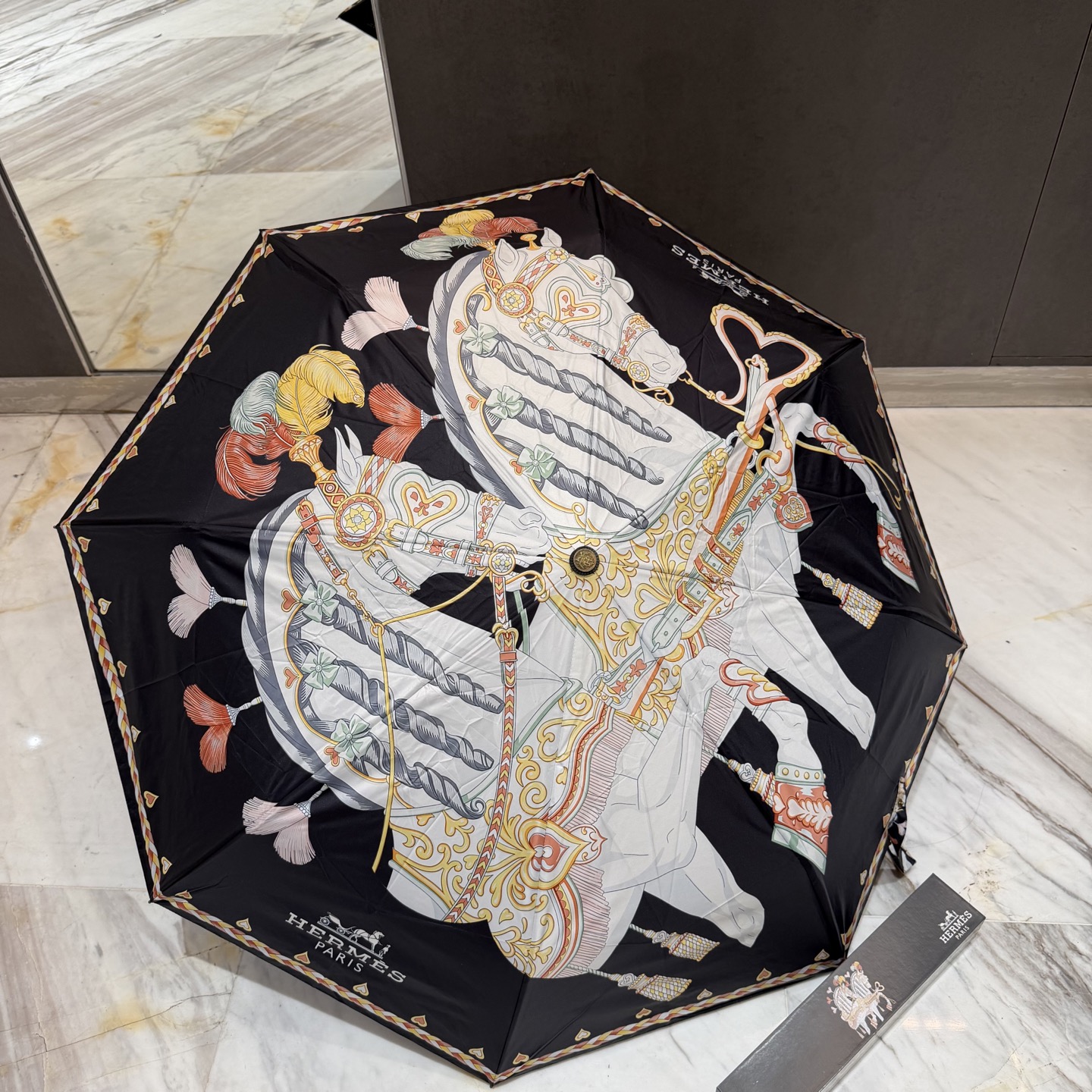 エルメス HERMES 晴雨兼用 日傘 自動折り 3折りたたみ傘 レディース