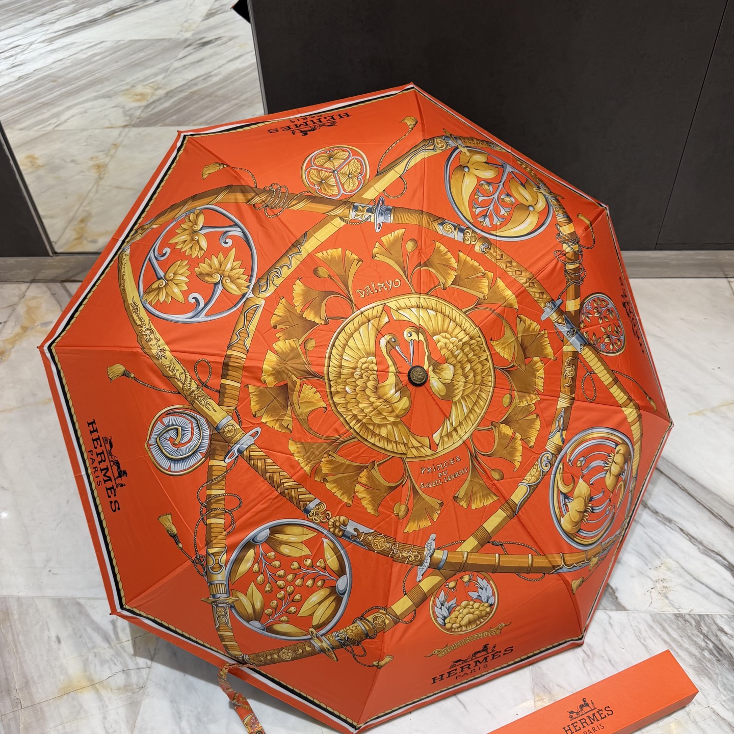 エルメス HERMES 晴雨兼用 傘 日傘 自動折り 3折りたたみ傘 レディース