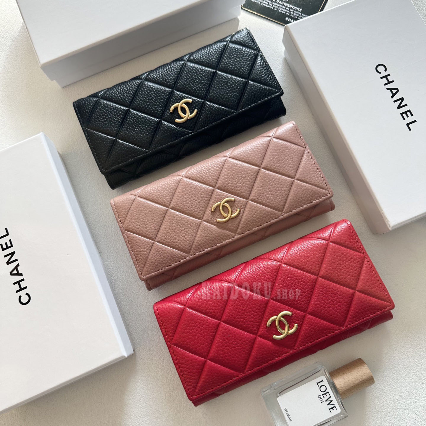 シャネル CHANEL 長財布 3色 レザー レディース