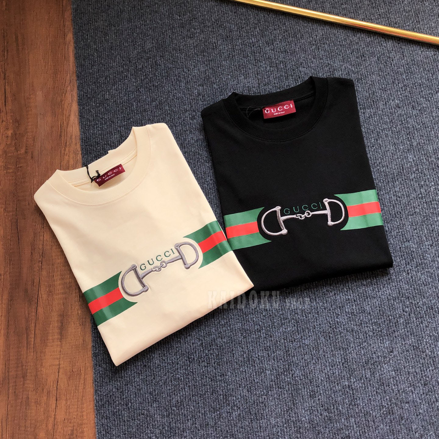 グッチ GUCCI ロゴ刺繍ストライプコットンTシャツ メンズ＆レディース