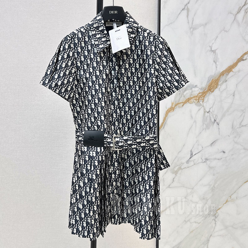 ディオール DIOR 26SS春夏新作 ロゴジャカード プリーツ ワンピース レディース
