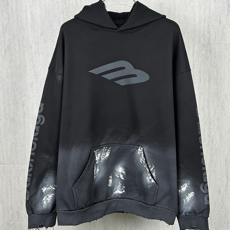 バレンシアガ BALENCIAGA フロント ビッグM グラフィティプリント ヴィンテージ加工 フーディー パーカー メンズ