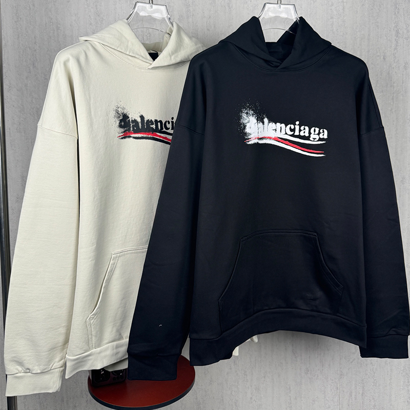 バレンシアガ  Balenciaga プリントコットンジャージー パーカー フード付き メンズ レディース