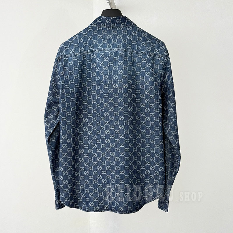 グッチ GUCCI GGコットンデニム ジャカード シャツ メンズ