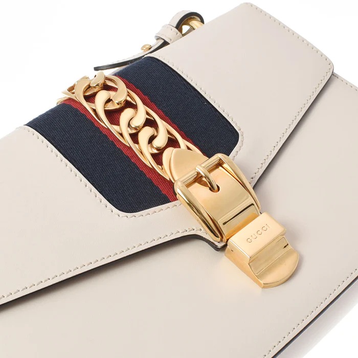 GUCCI グッチ シルヴィ スモール 2WAY ホワイト ゴールド金具 421882 レディース レザー ショルダーバッグ