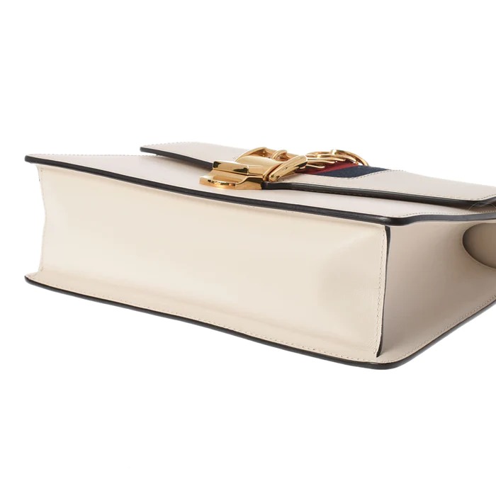 GUCCI グッチ シルヴィ スモール 2WAY ホワイト ゴールド金具 421882 レディース レザー ショルダーバッグ