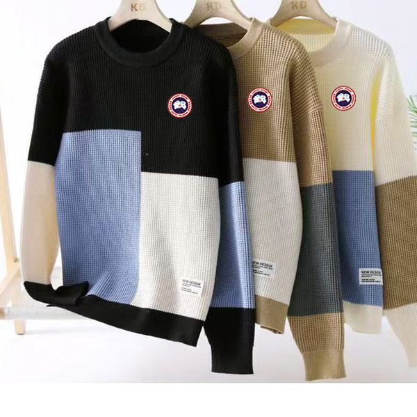カナダグース（CANADA GOOSE）クルーネック ニット セーター メンズ  カラーマッチ  配色 切り替え