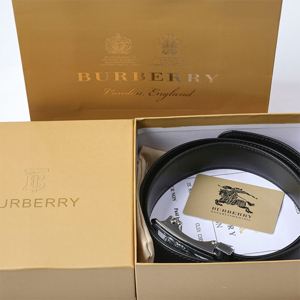 Burberry バーバリー 牛革 ベルト 35MM 穴なし オートロック式 サイズ調整可能 メンズ