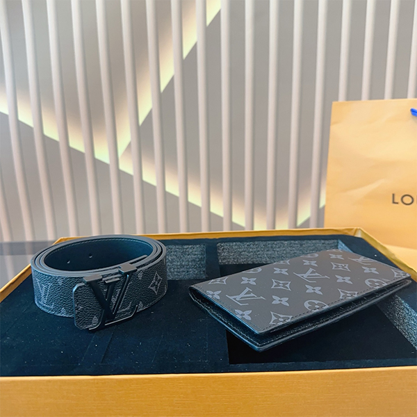 ルイ・ヴィトン LOUIS VUITTON メンズ ベルト+ 長財布 2点セット