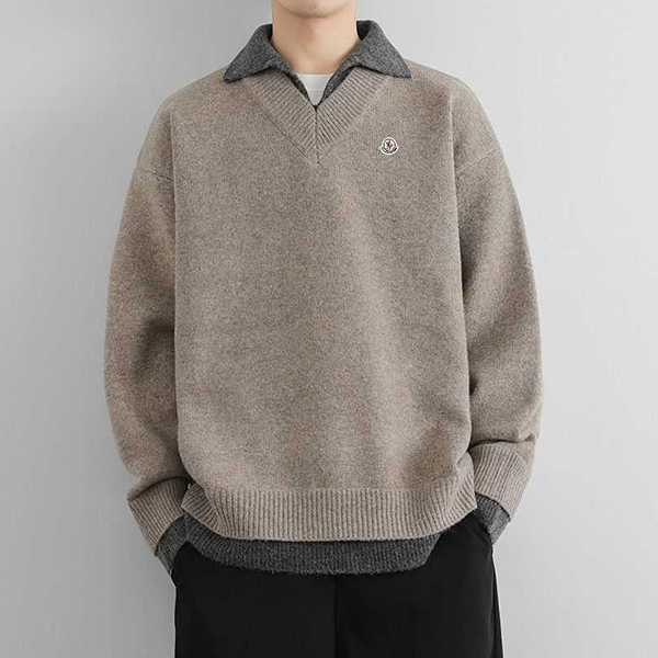 モンクレール Moncler  フェイクレイヤード クルーネックセーター ニット メンズ
