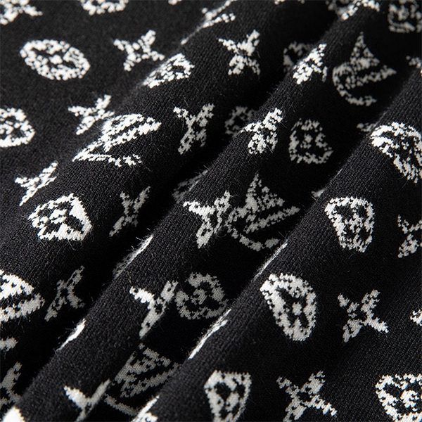 ルイヴィトン（LOUIS VUITTON）クルーネック 長袖 ブラック ニットセーター メンズ&レディース