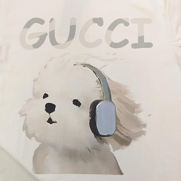 グッチ GUCCI ヘッドホン犬プリント Tシャツ 半袖 レディース メンズ