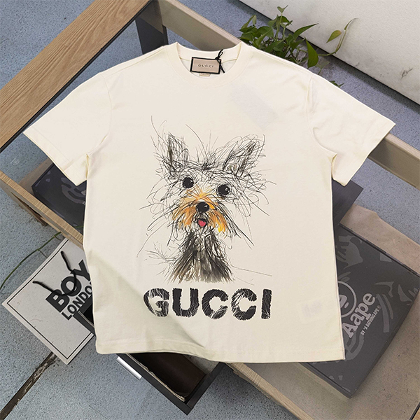 グッチ GUCCI 犬 プリント Tシャツ 半袖 レディース メンズ