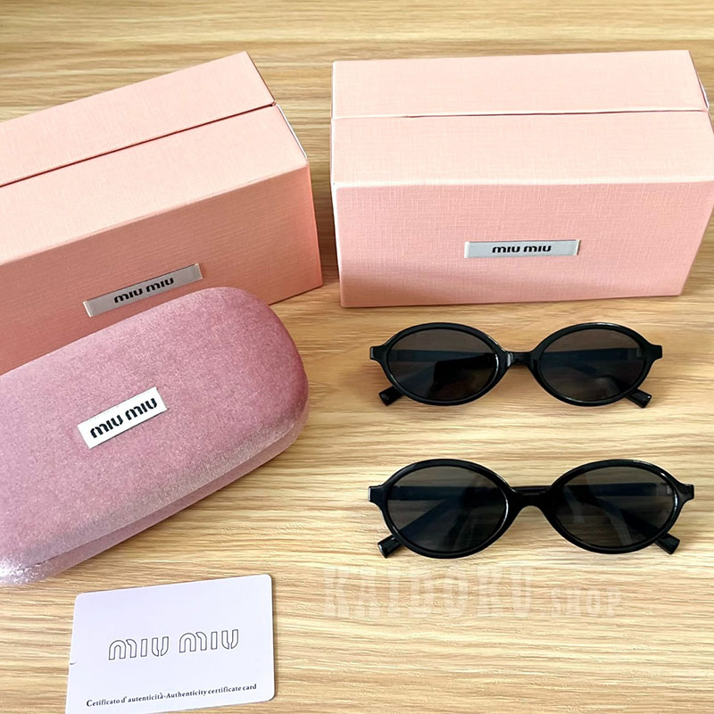 ミュウミュウ Miu Miu オーバルフレーム サングラス ブラック レディース