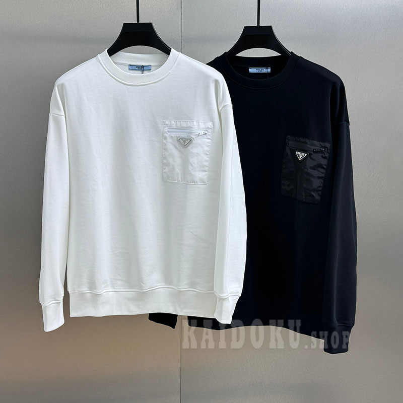 プラダ PRADA 三角ロゴプレート クルーネック スウェット 2色 メンズ