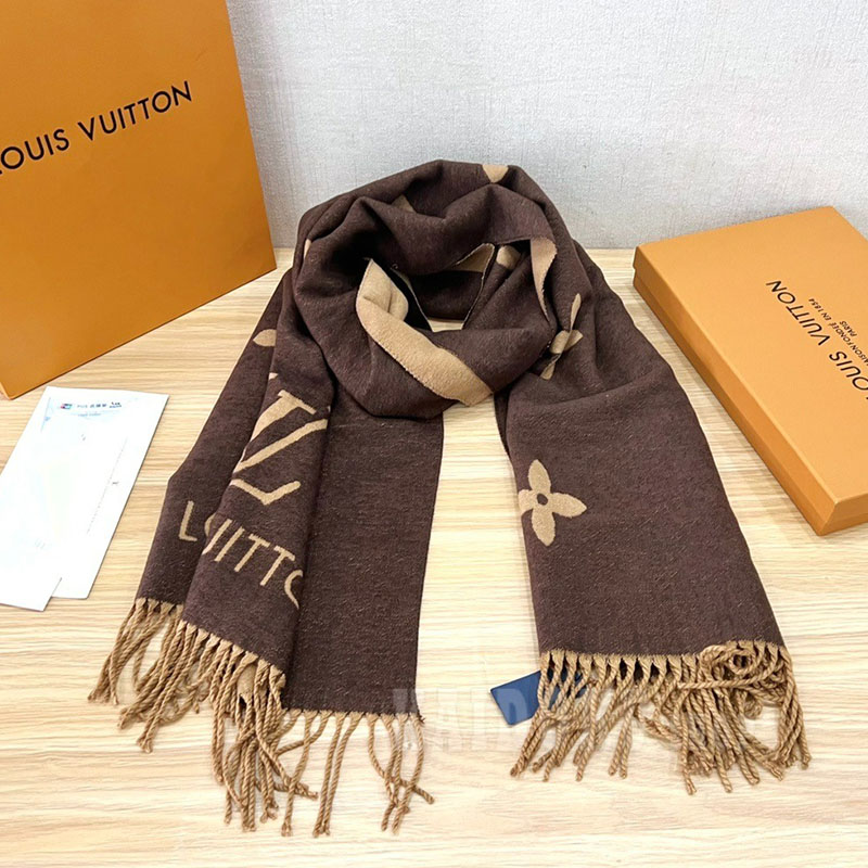 ルイヴィトン LOUIS VUITTON スカーフ ダークブラウン M78125 マフラーメンズ