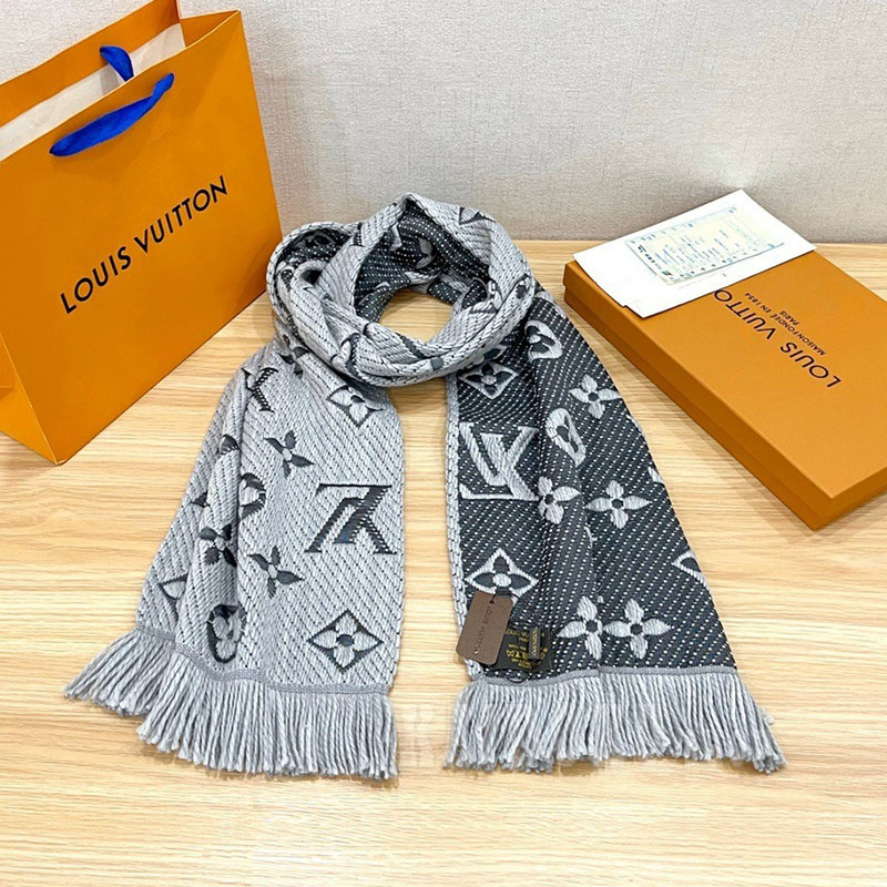 ルイヴィトン LOUIS VUITTON エシャルプ ロゴマニア マフラー モノグラム ウール シルク M74742 レディース