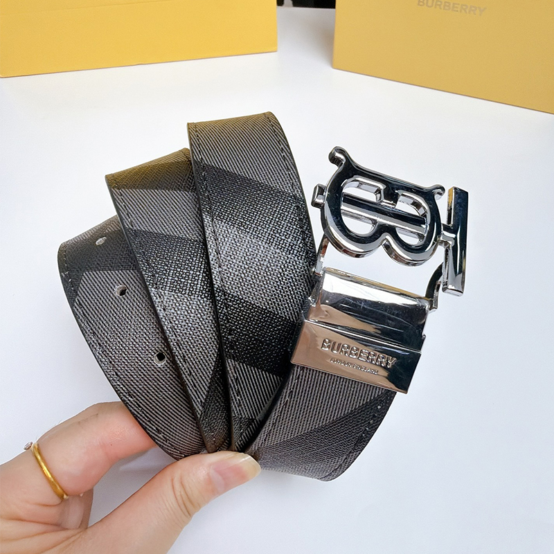 バーバリー BURBERRY チェック柄リバーシブルレザー ベルト 3.5cm メンズ