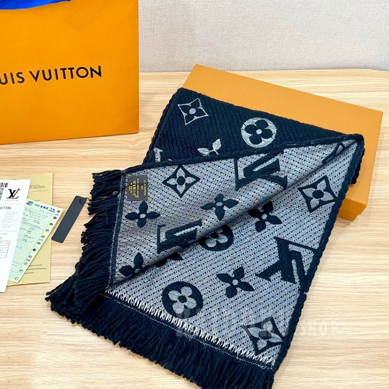 ルイヴィトン LOUIS VUITTON リバーシブル マフラー ショール M75833レディース