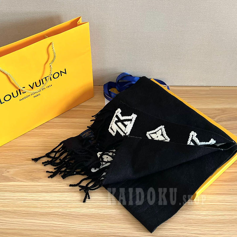 ルイヴィトン LOUIS VUITTON  マフラー 男女兼用 立体的なロゴが可愛いM90816 レディース