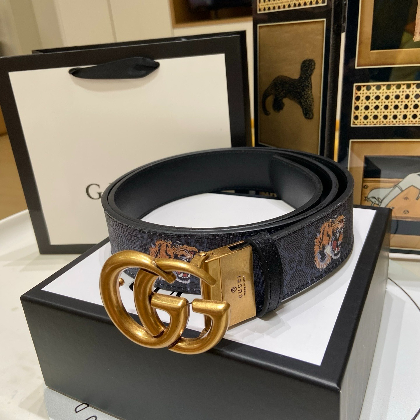 グッチ GUCCI タイガーヘッドベルト メンズ
