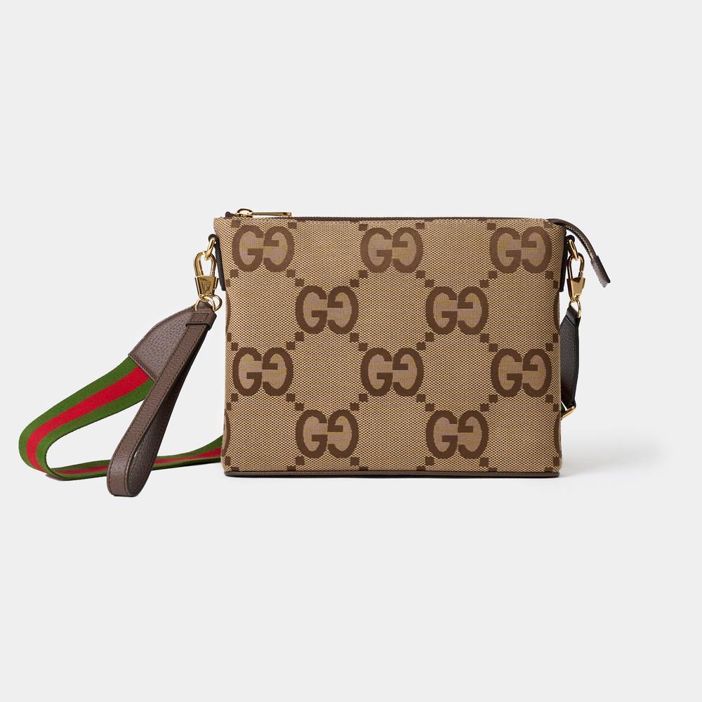 グッチ GUCCI ジャンボGG キャンバス/レザー ベージュ メッセンジャーバッグ レディース