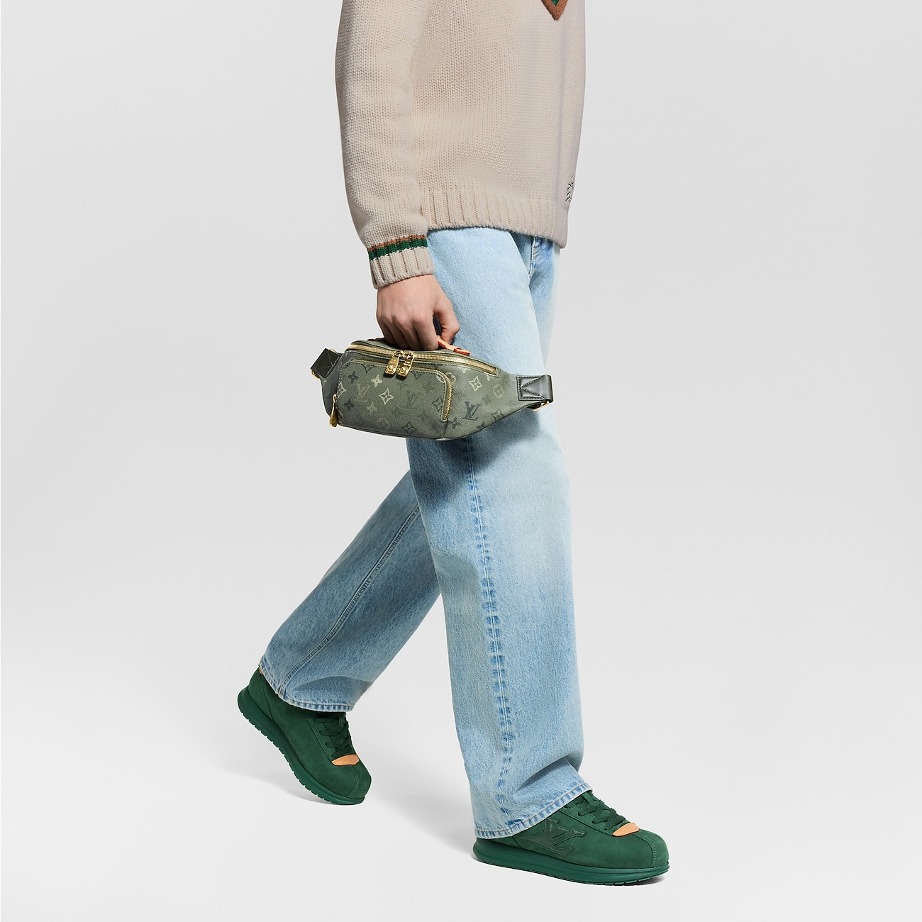 ルイヴィトン LOUIS VUITTON 新作メンズ ラッシュ バムバッグ グリーンモノグラム M26933