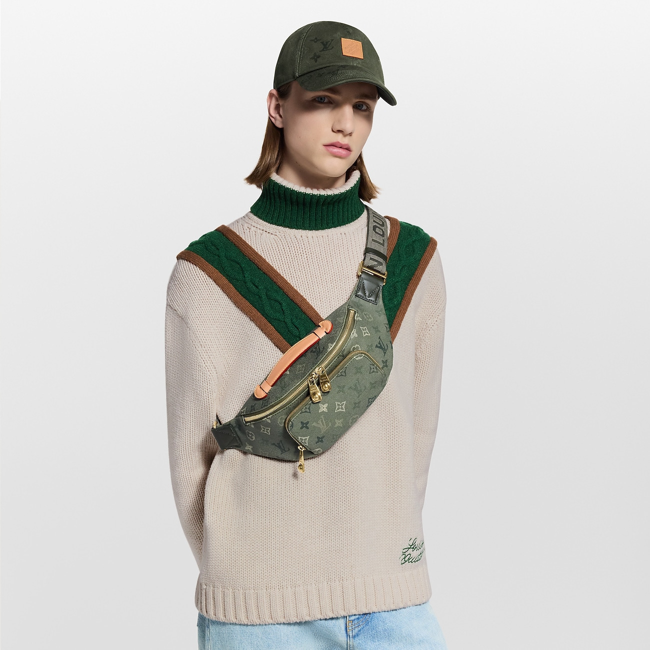 ルイヴィトン LOUIS VUITTON 新作メンズ ラッシュ バムバッグ グリーンモノグラム M26933