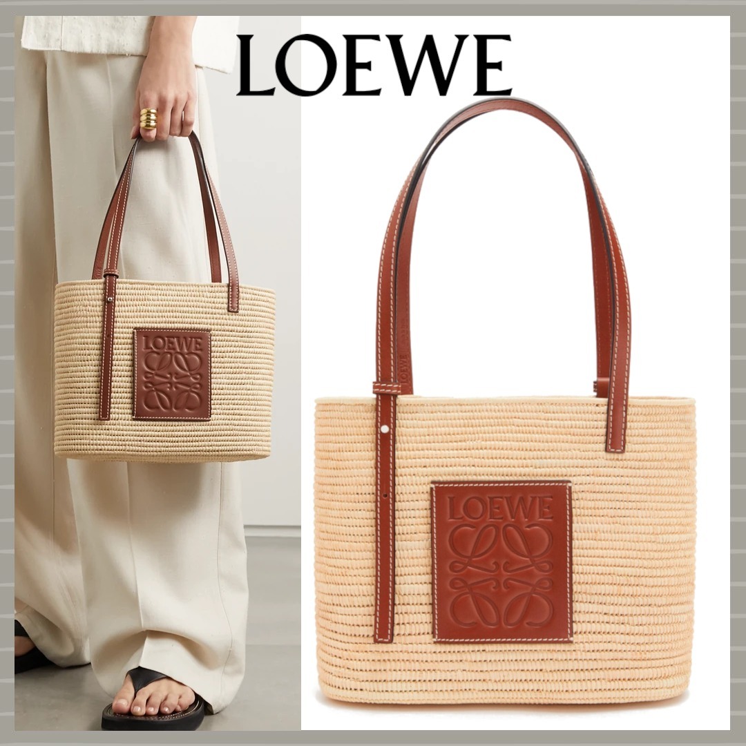 【LOEWE】ロエベ スクエア バスケットバッグ スモール /ラフィア&カーフ