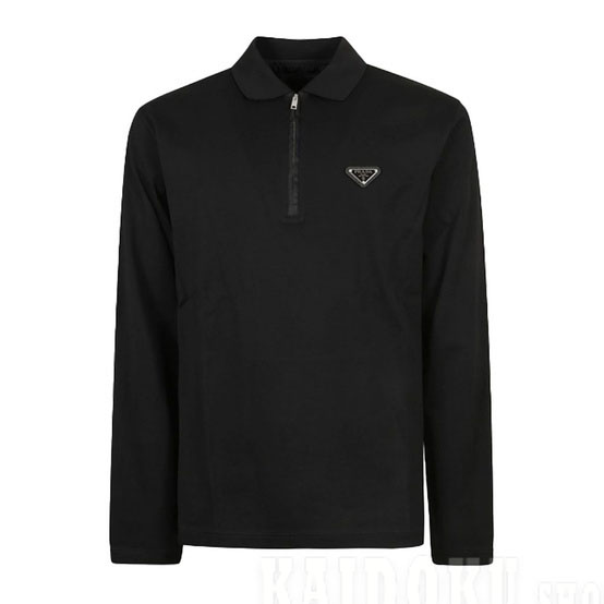 プラダ PRADA スウェットロングスリーブカラー長袖 ポロシャツ メンズ