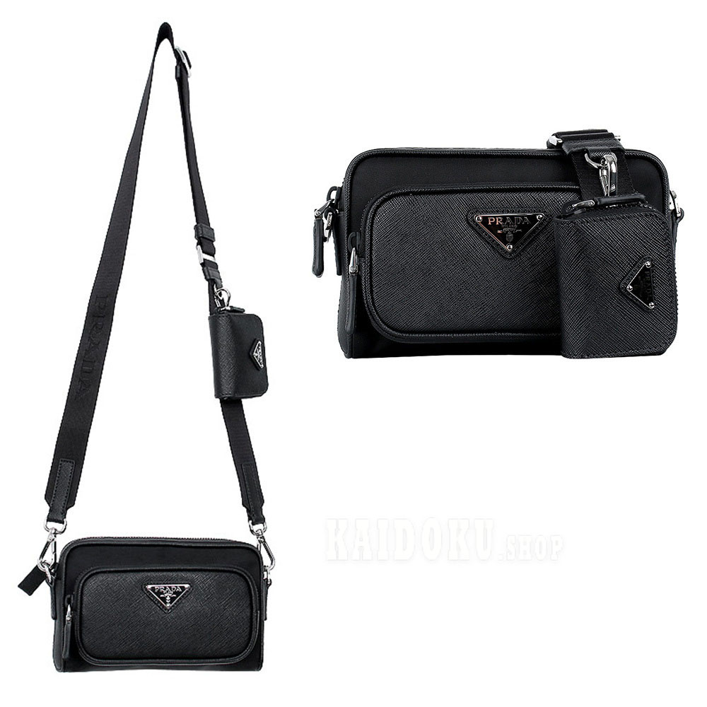 プラダ PRADA Re-Nylonxサフィアーノ ショルダーバッグ メンズ