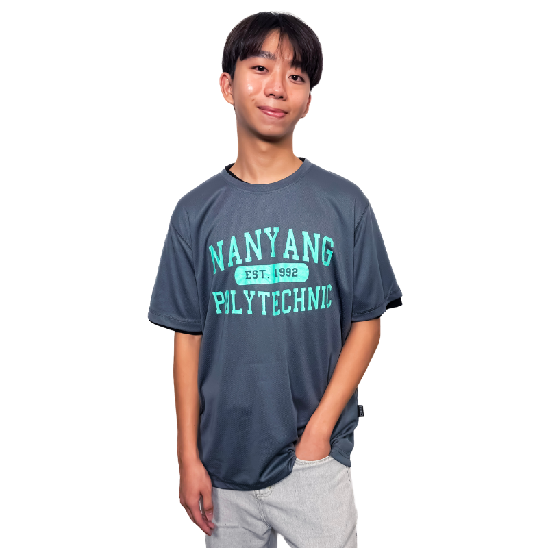 NYP 1992 DRI-FIT T-SHIRT (DARK GREY WITH TIFFANY BLUE FONT)
