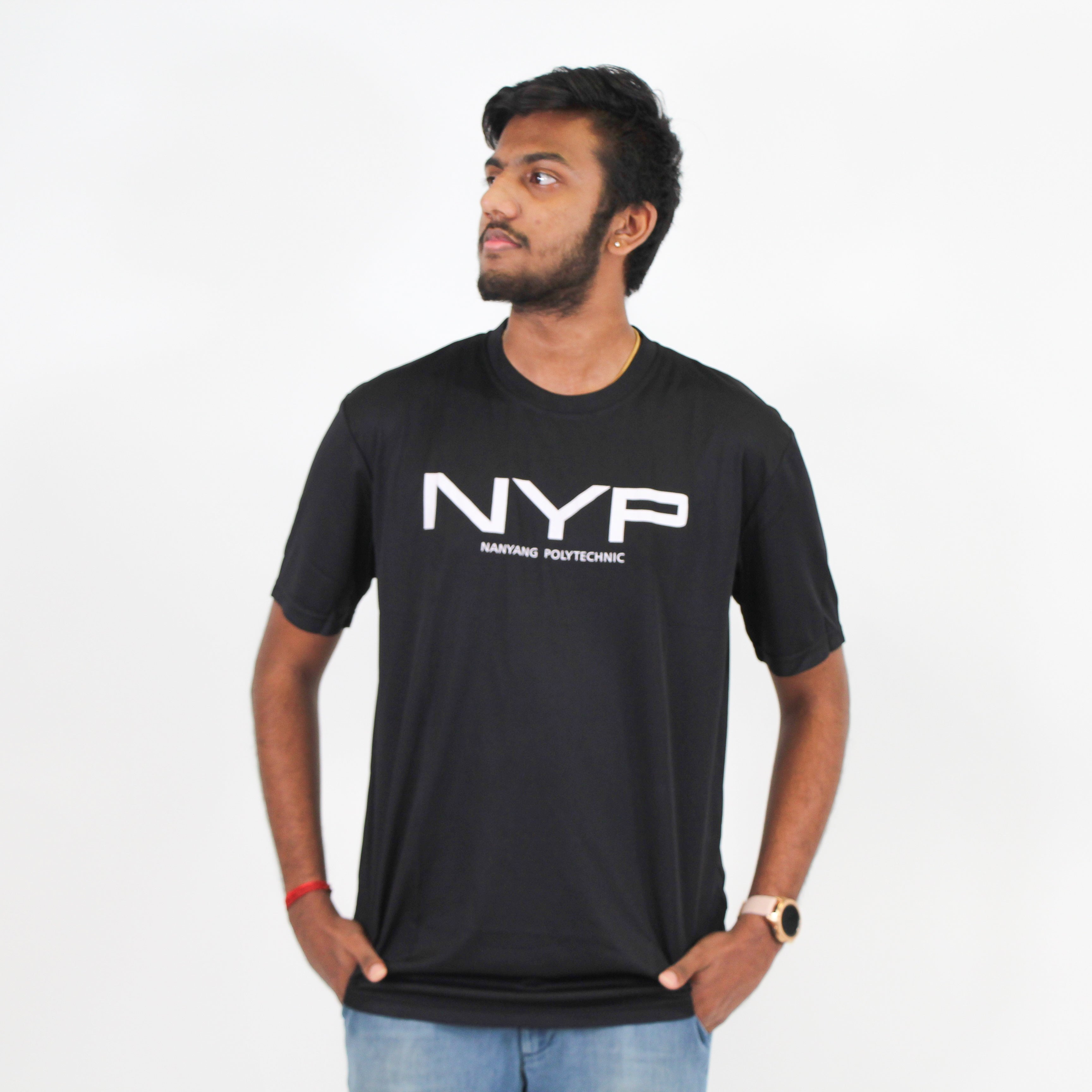 NYP ROUND NECK SMOOTH DRY FIT T-SHIRT BLACK - D’Studio