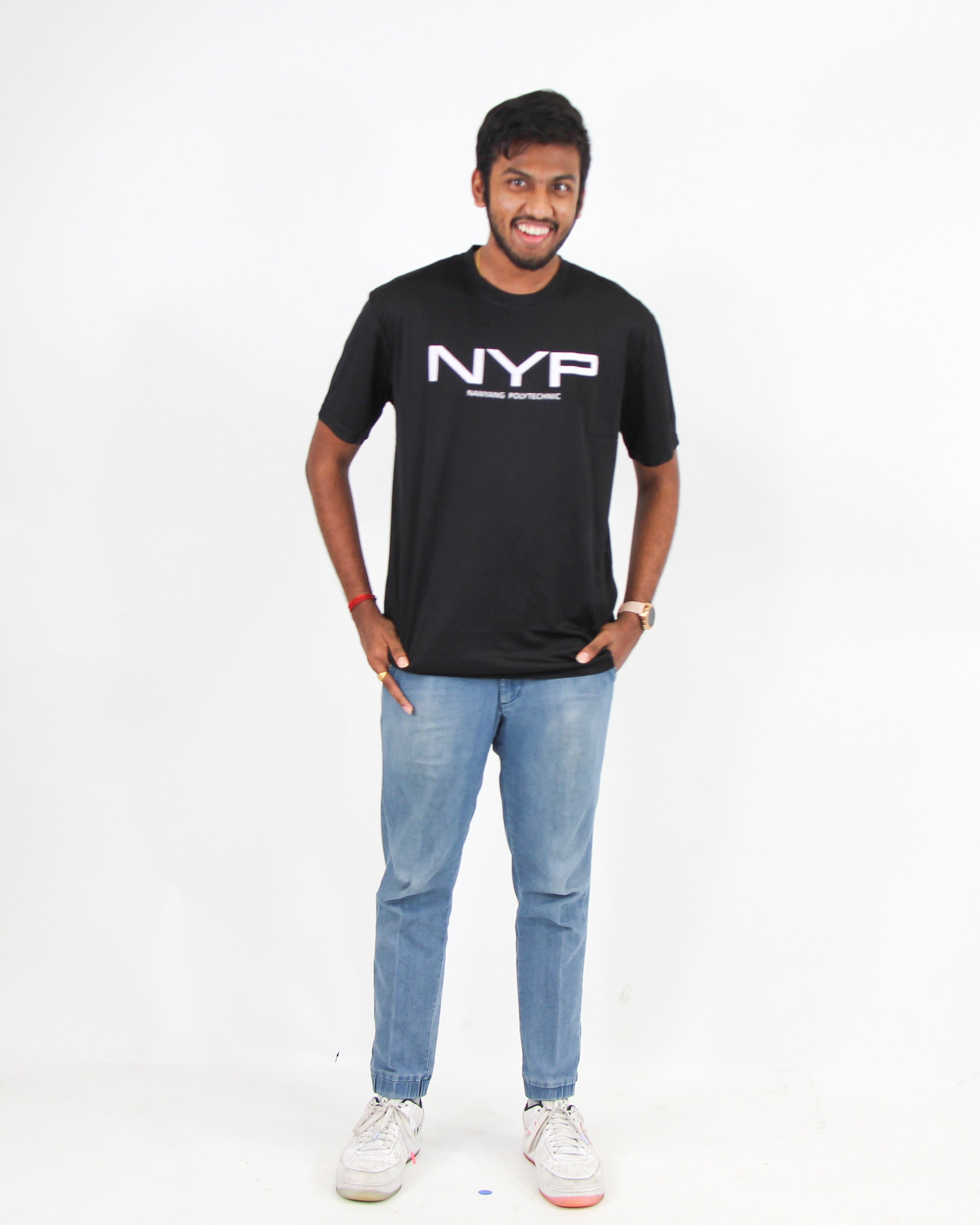 NYP ROUND NECK SMOOTH DRY FIT T-SHIRT BLACK - D’Studio