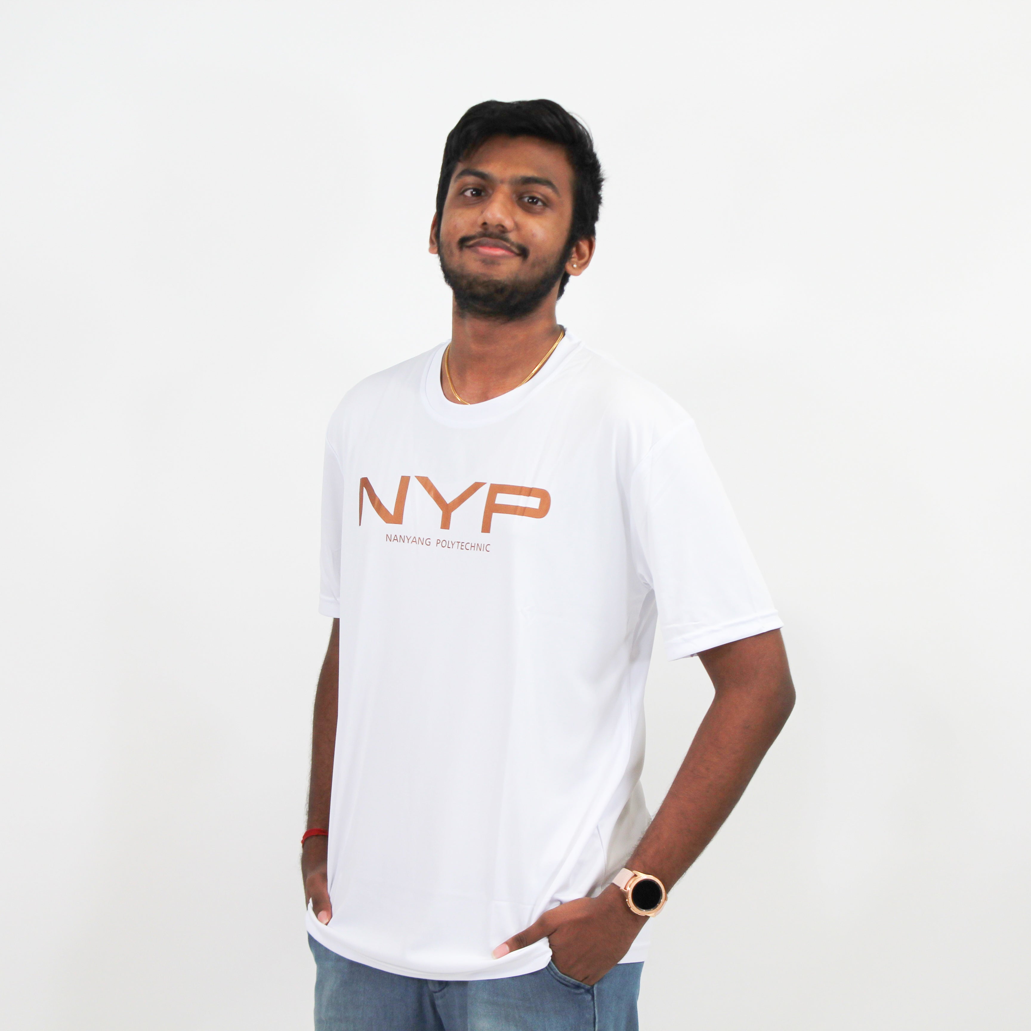 NYP ROUND NECK SMOOTH DRY FIT T-SHIRT WHITE - D’Studio