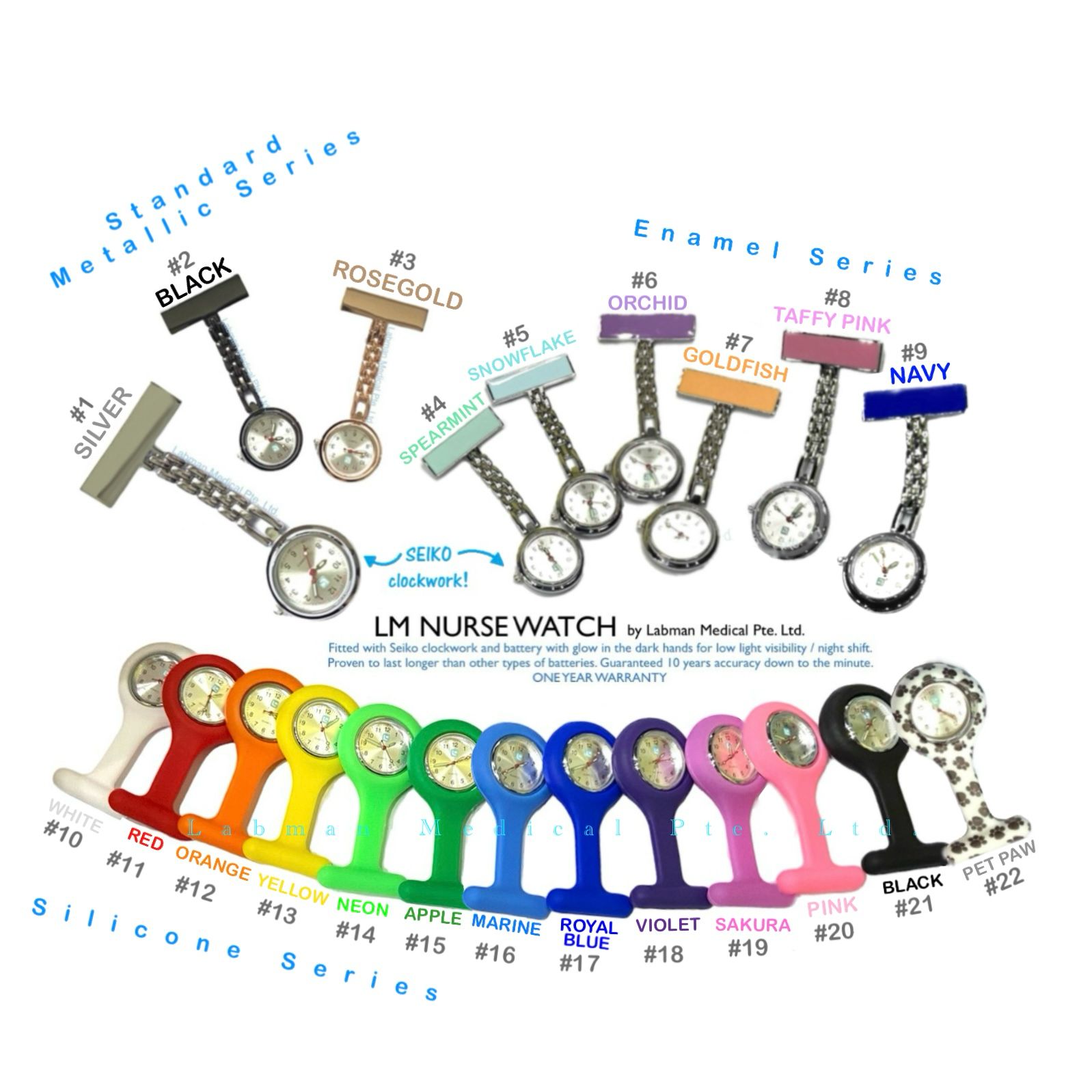 LABMAN NURSE WATCH JAP CLOCK (ASSORTED)
