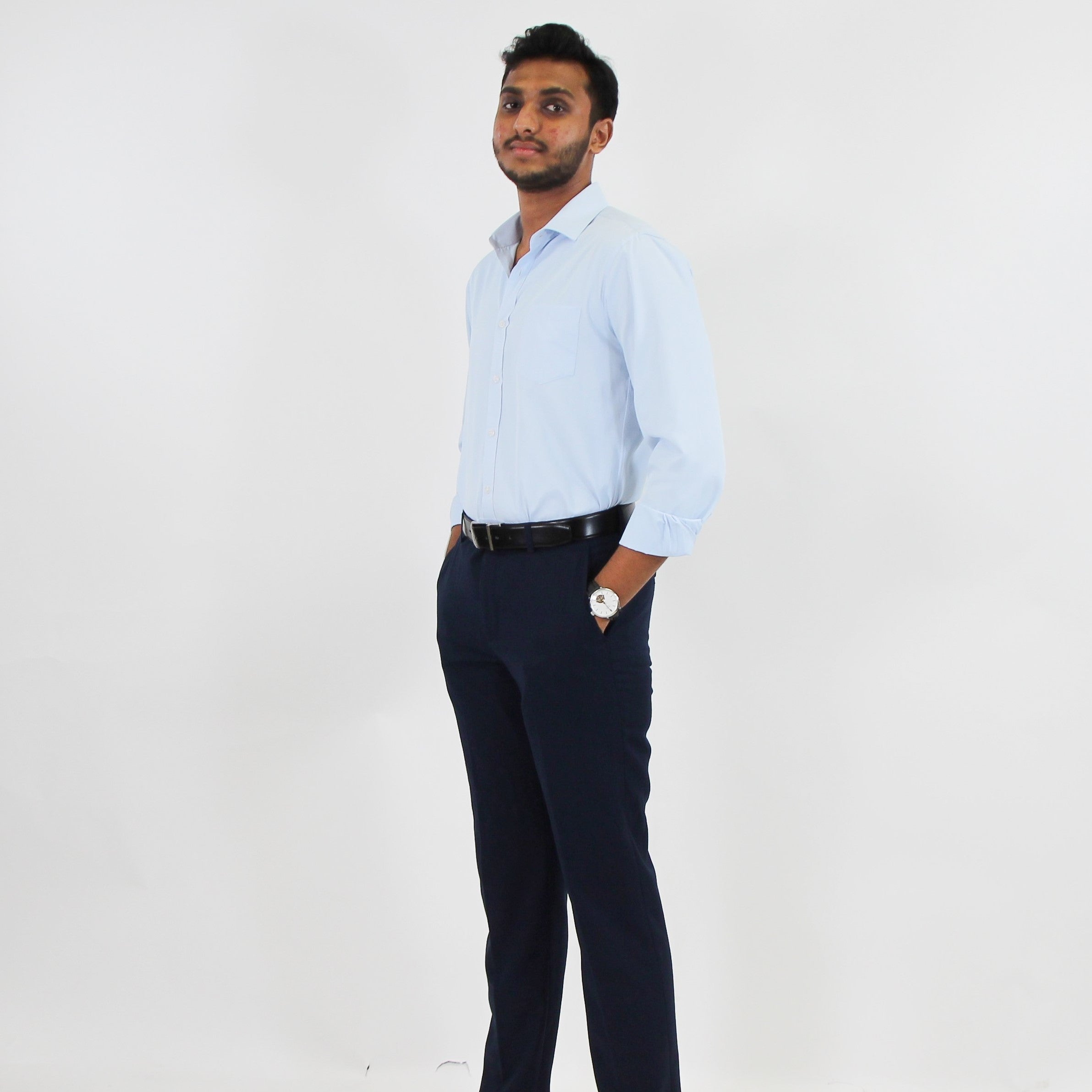 Poplin Finishing Formal Blouse (Light blue)