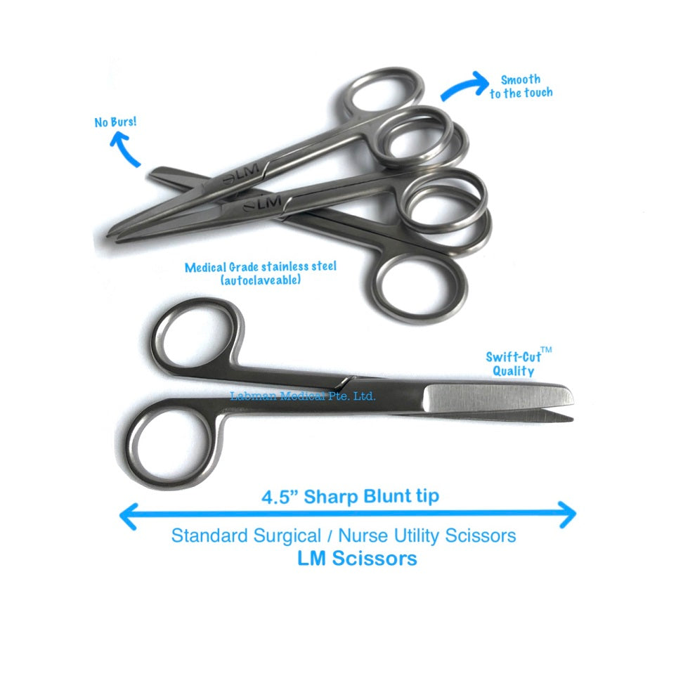 LABMAN NURSE SCISSORS SH/BL 4.5"