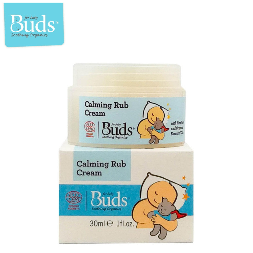 Buds Soothing Organic Calming Tummy Rub Cream With Aloe Vera & Organic Essential Oils 30ml (Expiry: 04/2023)