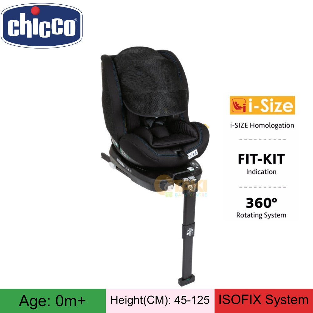 Chicco Seat3Fit Air I-Size Convertible Car Seat with 360 Spin Isofit (ECE R129/03) Black