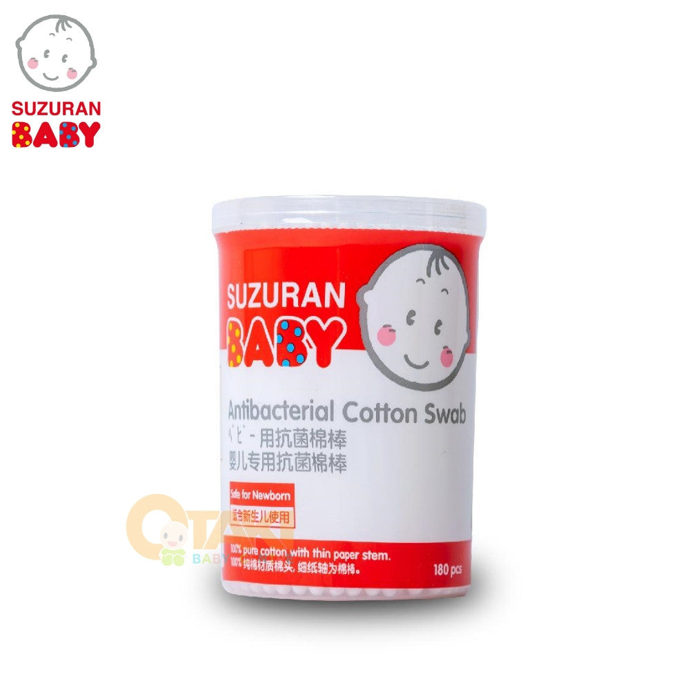 Suzuran Baby Antibacterial Cotton Swab 180 Pieces Children Cotton Buds Safe For Newborn Baby