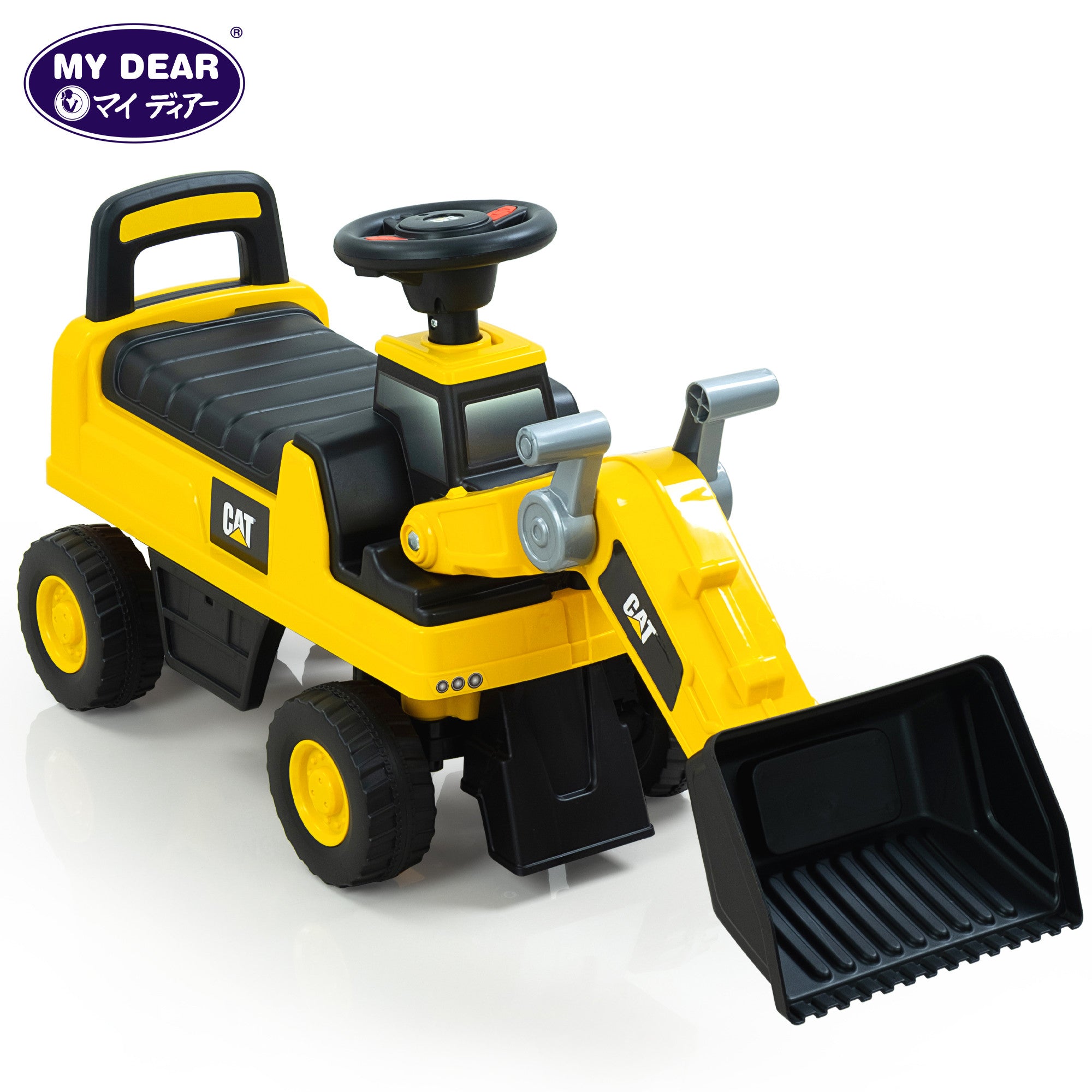 My Dear Ride On Car 23113 CAT Loader With Front Loader, Steering Horn & Storage Compartment