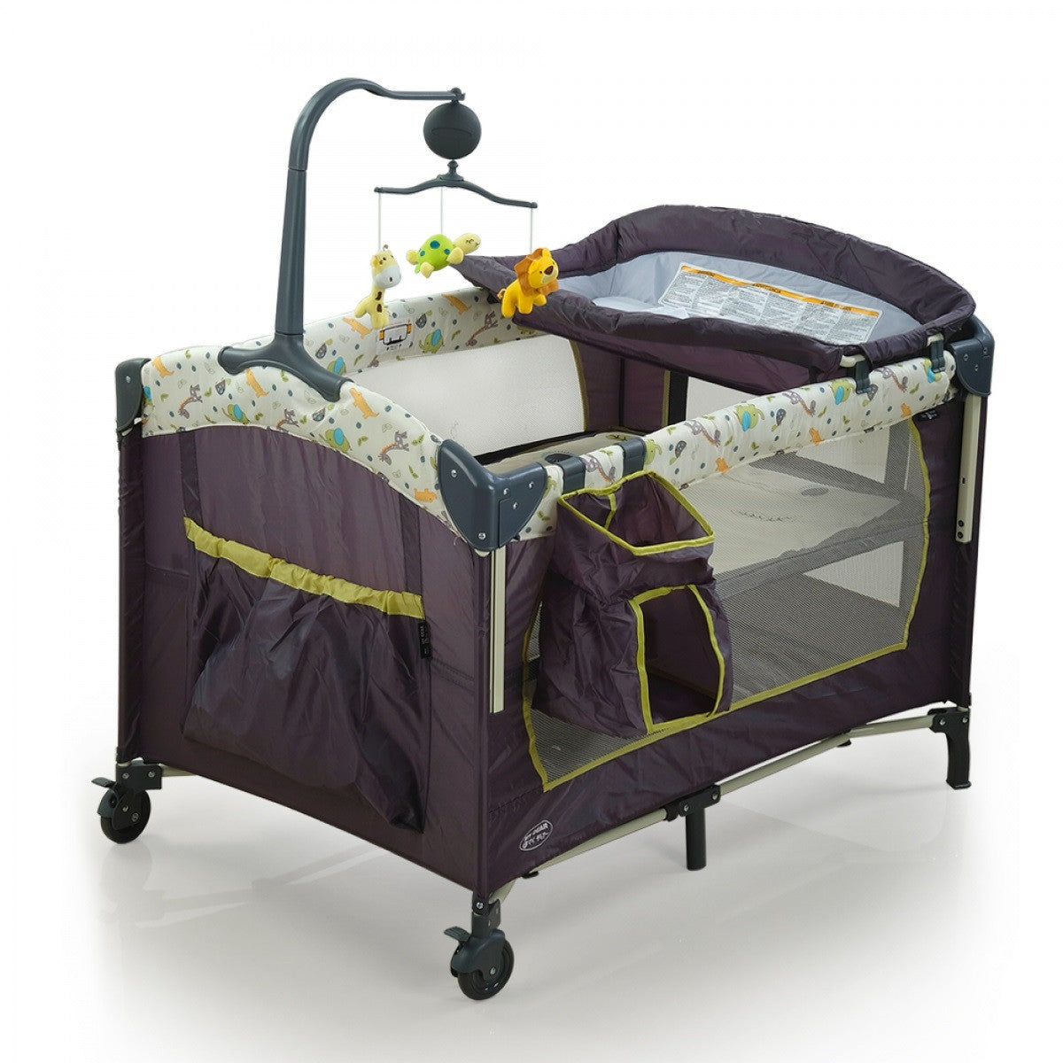 My Dear Baby Playpen 26022 With Side Slide Door, Musical Toys Bar, Diaper Changer, Diaper Stacker and Travel Carry Bag