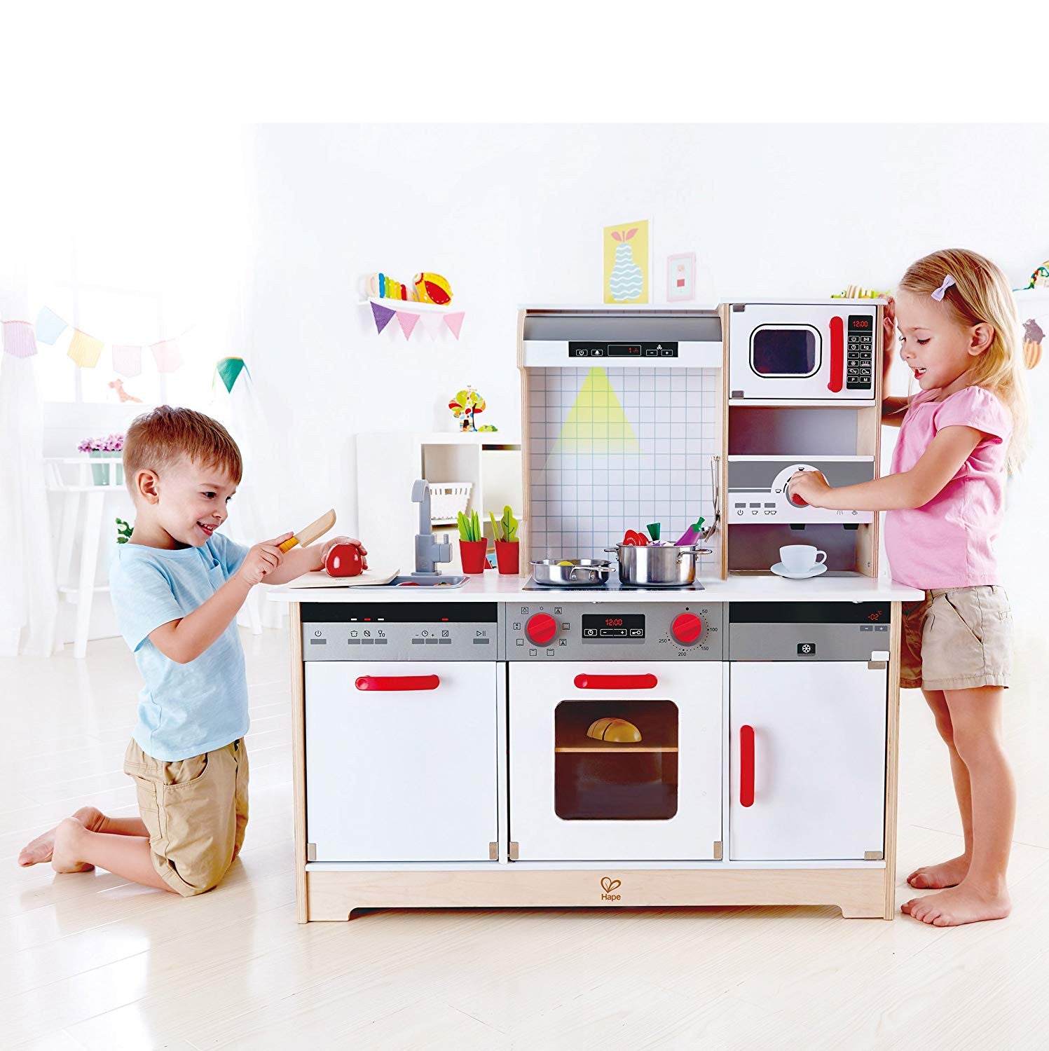 Hape All In One Kitchen E3145 Award Winning Wooden Toy Encourages Sharing, Imagination, Role Play And Creativity Skills