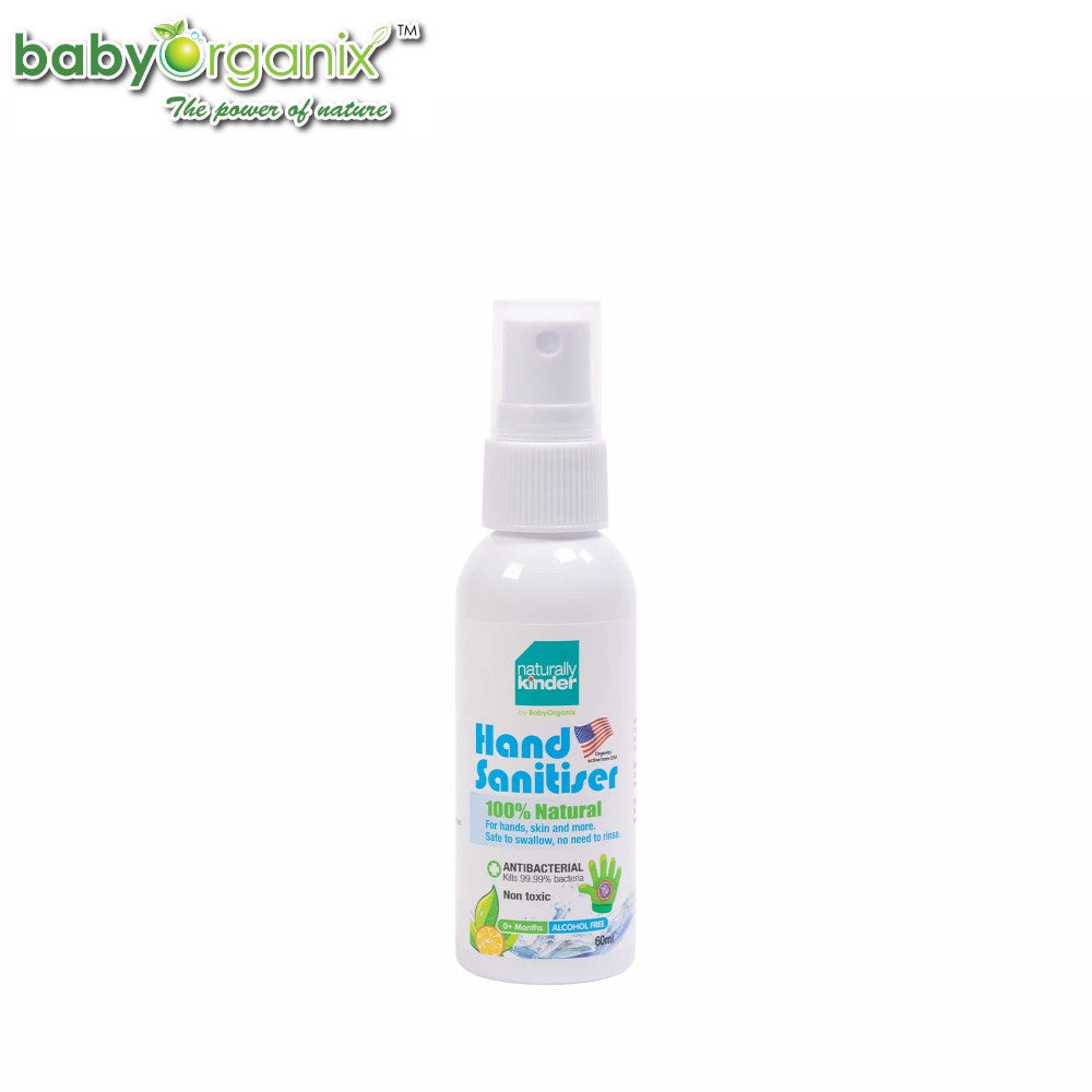 Baby Organix Naturally Kinder Sanitising Water 60ml Antibacterial 100% Natural