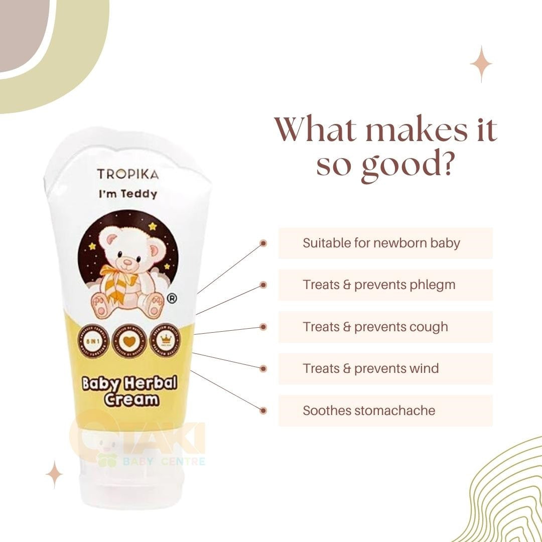 Tropika Baby Herbal Cream 50g Krim Herba Bayi; Treats & Prevents Phlegm, Cough, Wind; Moisturize Baby's Skin