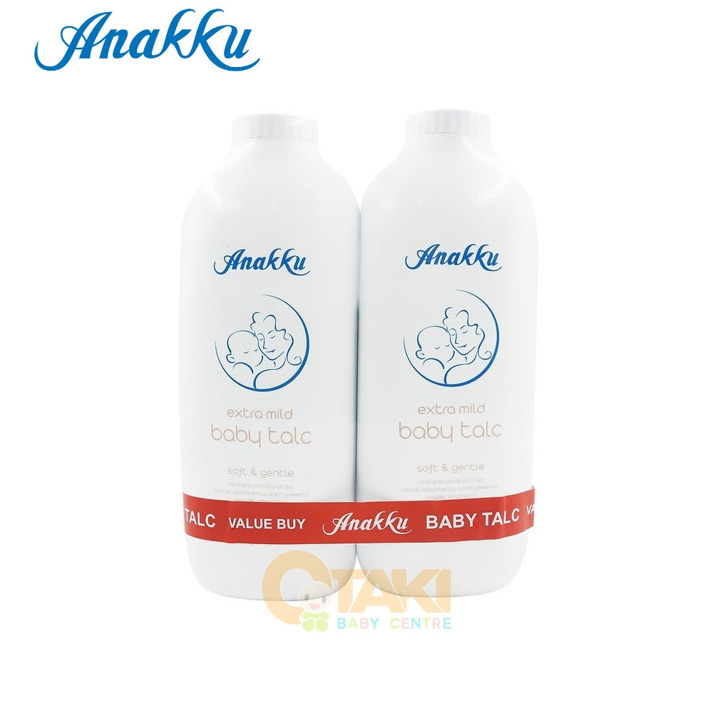 Anakku Extra Mild Baby Talc Soft & Gentle Baby Powder 500g (Twin Pack)