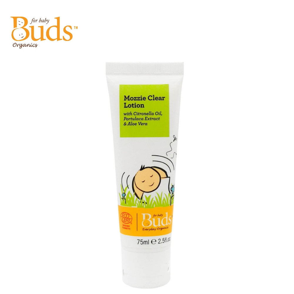 Buds Everyday Organics Mozzie Clear Lotion 75ml With Citronella Oil, Portulaca Extract & Aloe Vera