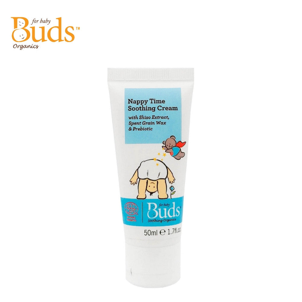 Buds Soothing Organics Nappy Time Soothing Cream 50g With Shiso Extract, Spent Grain Wax & Prebiotic