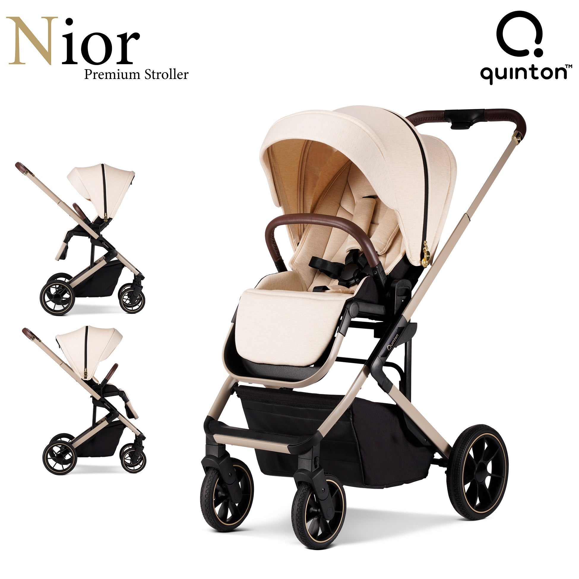 Quinton Nior Premium Baby Stroller Reversible 2-way Parent & World Facing, Travel System, Luggage Concept, Ultra Comfort Rubber Wheels & With Free Mama Bag